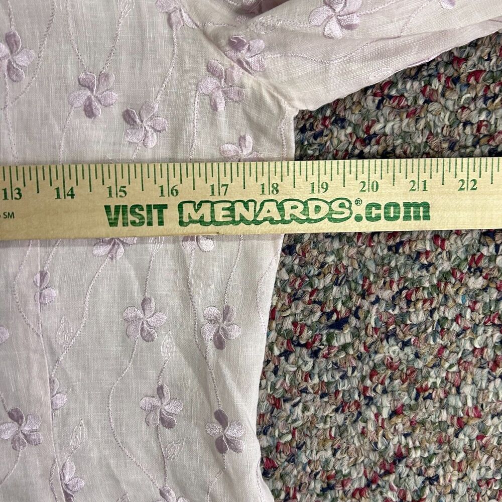 Etcetera Women's Pale Lavender Embroidered 100% Linen 3/4 Sleeve Blouse Size 6 - Picture 9 of 12